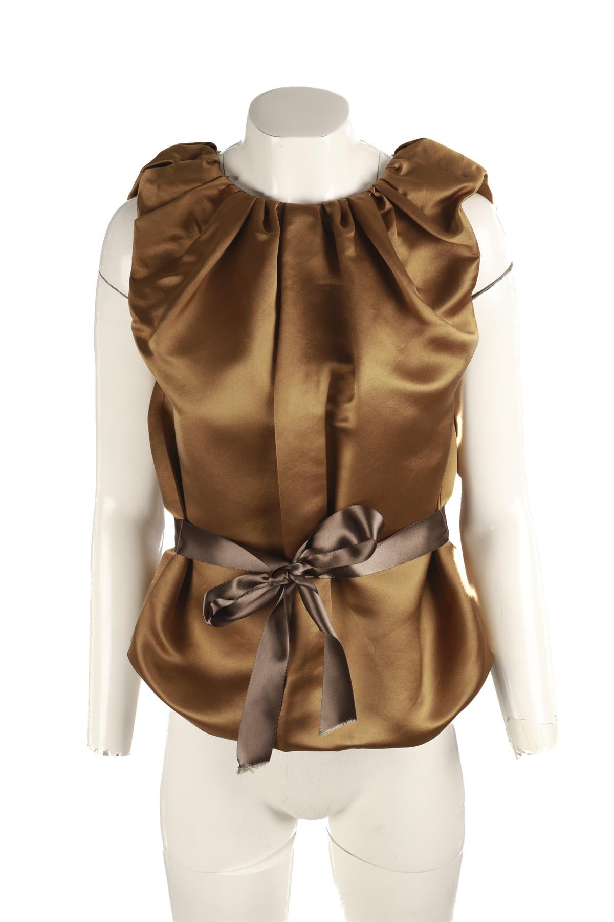 LANVIN KHAKI SILK TOP FR 38 UK 10