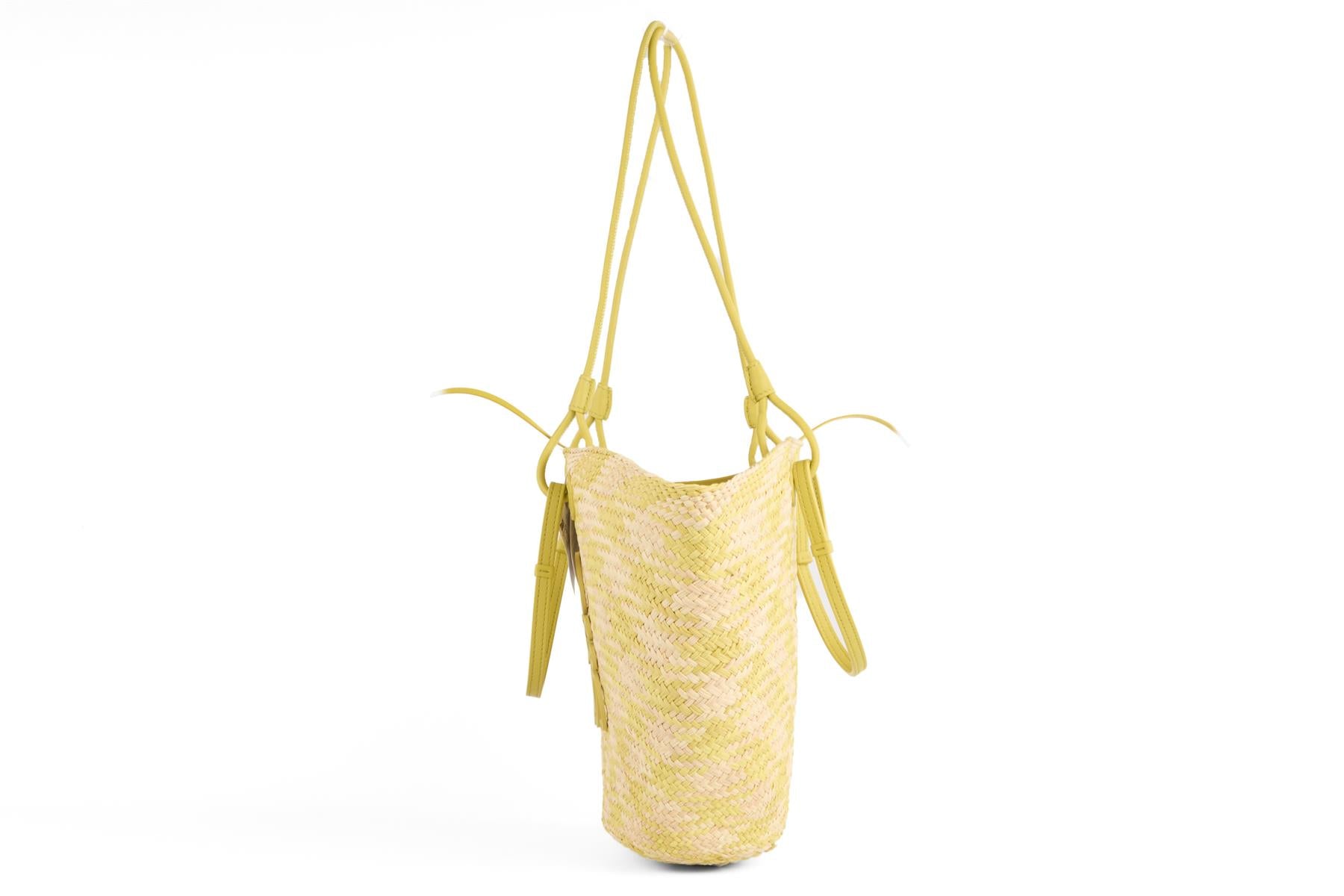 LOEWE GREEN ANAGRAM RAFFIA SHOULDER BAG