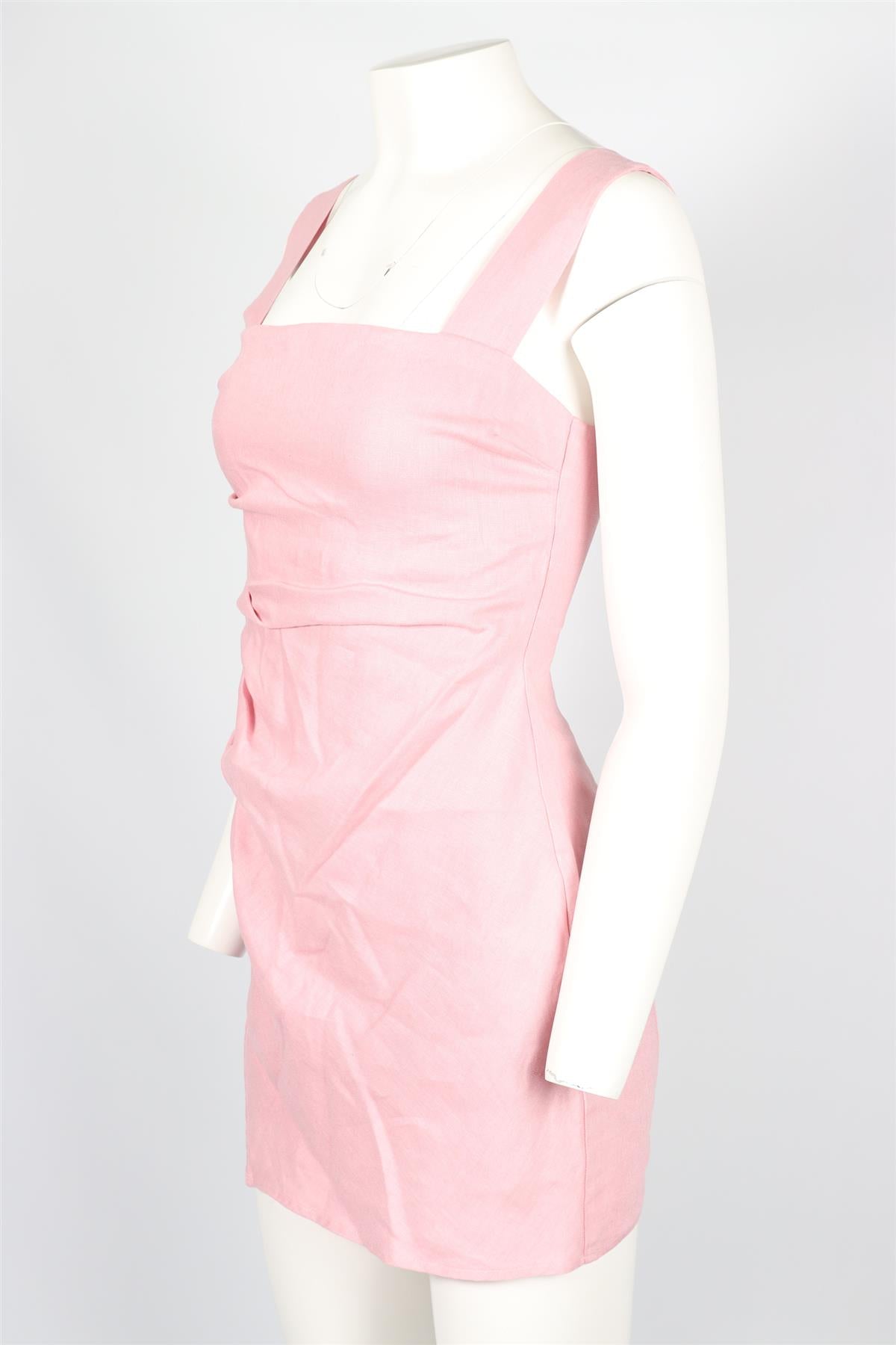 REFORMATION PINK LINEN MINI DRESS US 2 UK 6