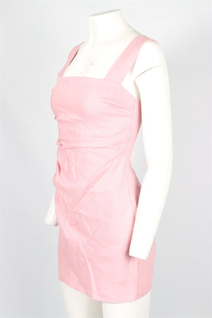 REFORMATION PINK LINEN MINI DRESS US 2 UK 6