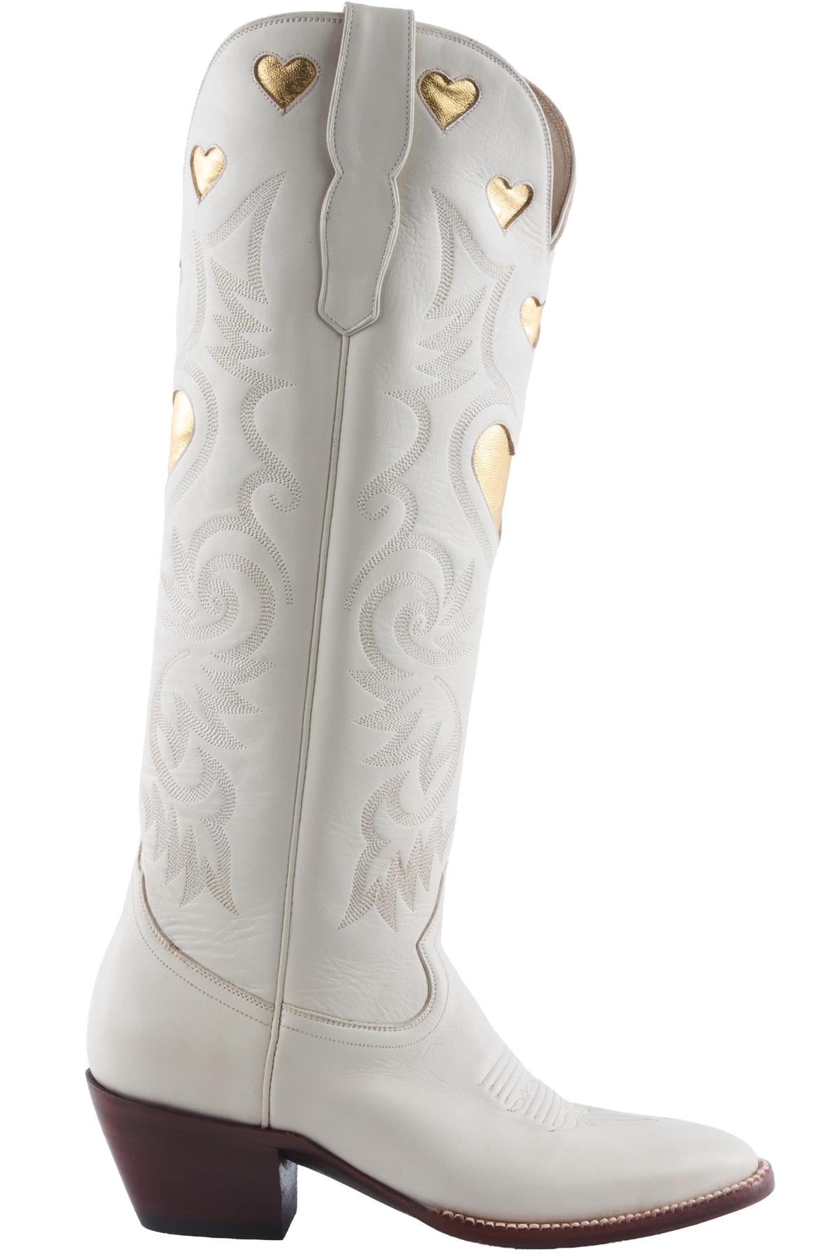 Cream Leather Knee High Boot