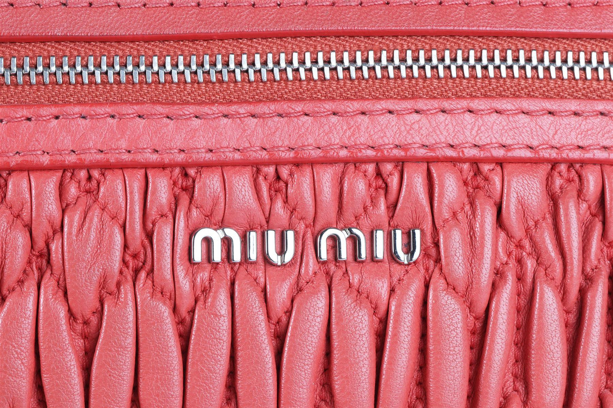 MIU MIU CORAL MATELASSÉ LEATHER SHOULDER BAG