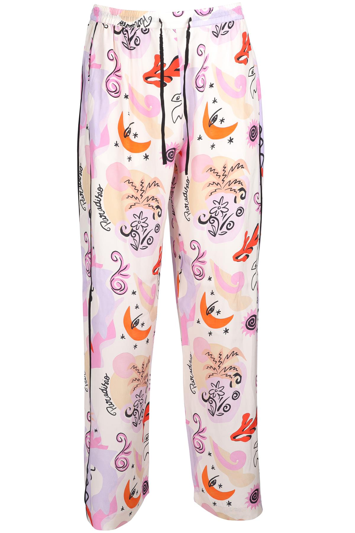 MAJE MULTI SILK STRAIGHT LEG PANTS MEDIUM