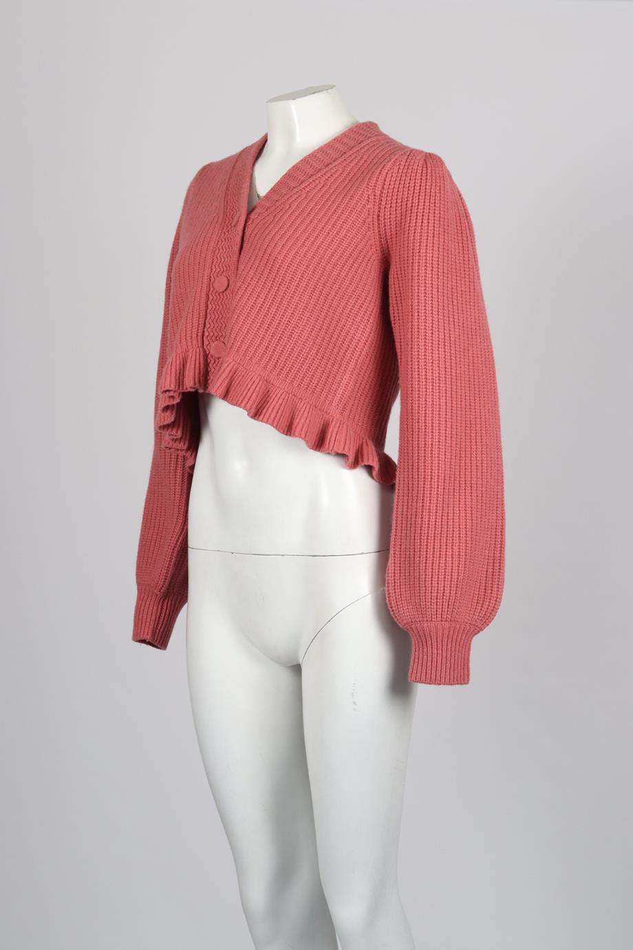 LOVESHACKFANCY RIBBED CASHMERE BLEND CARDIGAN SMALL