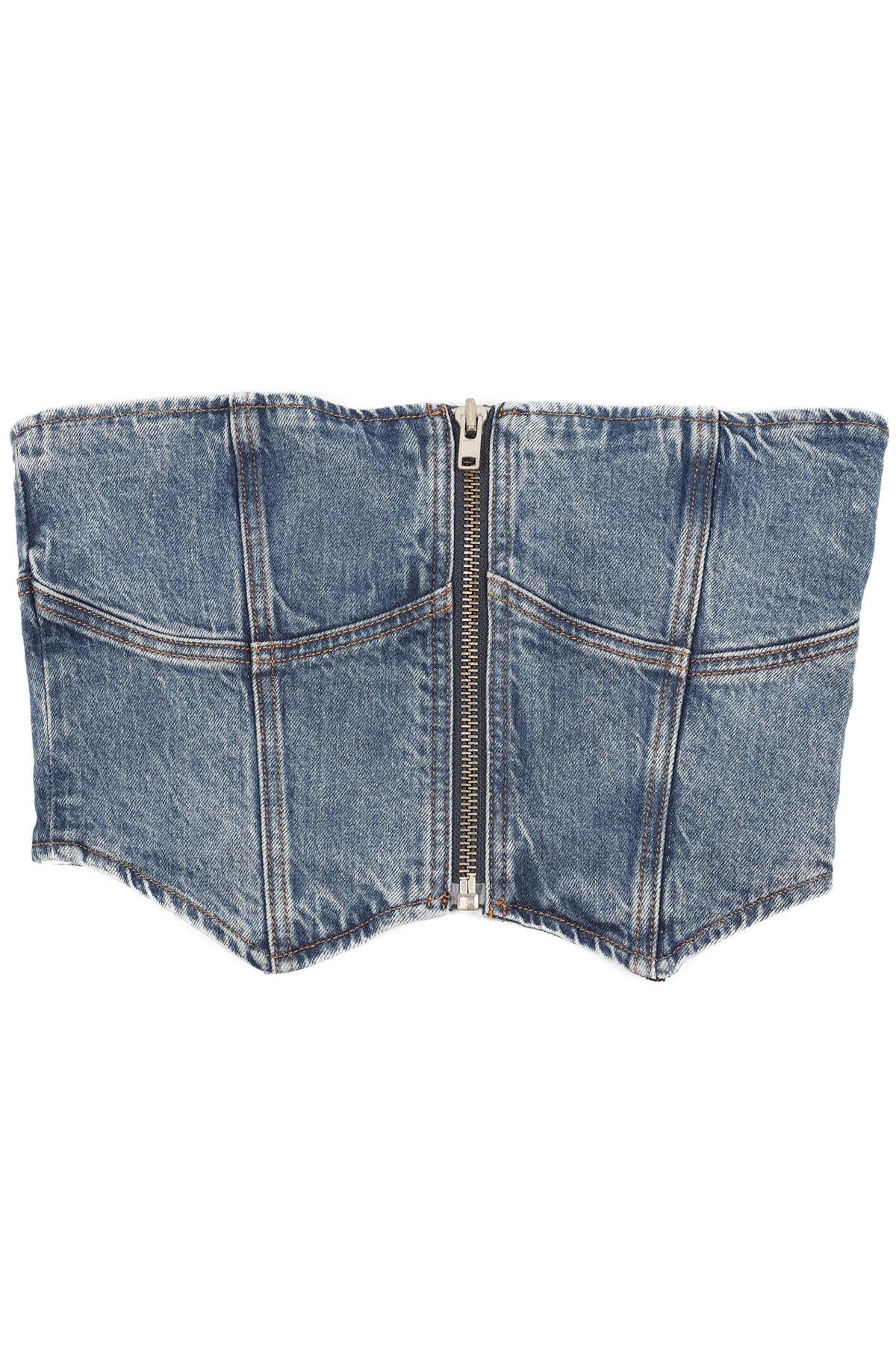 REFORMATION BLUE CROPPED DENIM TOP US 2 UK 6