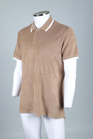 ORLEBAR BROWN TAN MEN'S COTTON POLO SHIRT LARGE