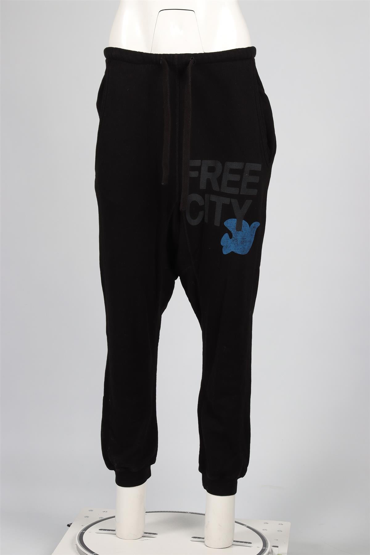 FREE CITY BLACK COTTON TRACK PANTS SMALL