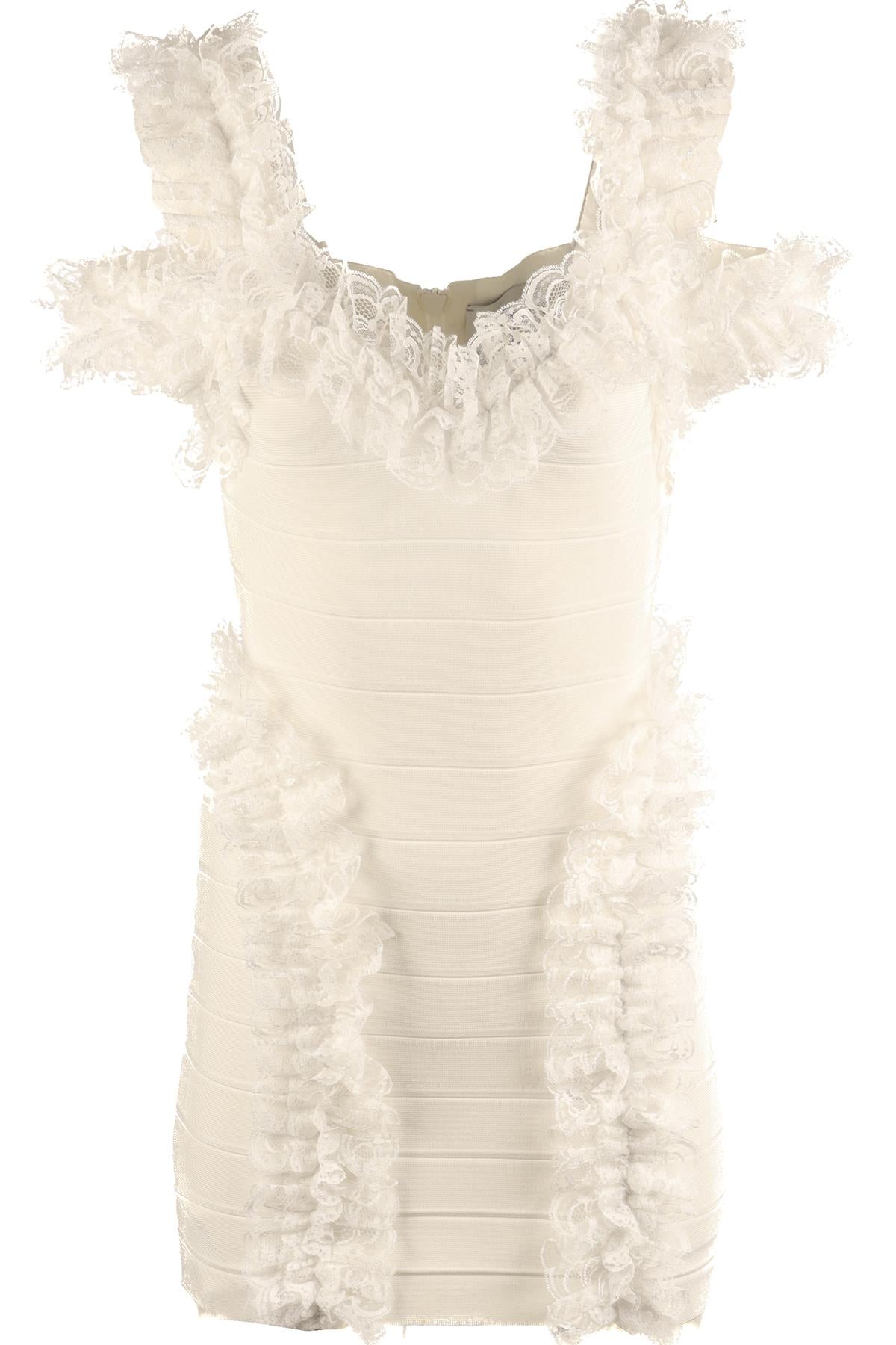 SELF PORTRAIT + CHRISTOPHER KANE WHITE BANDAGE MINI DRESS UK 12