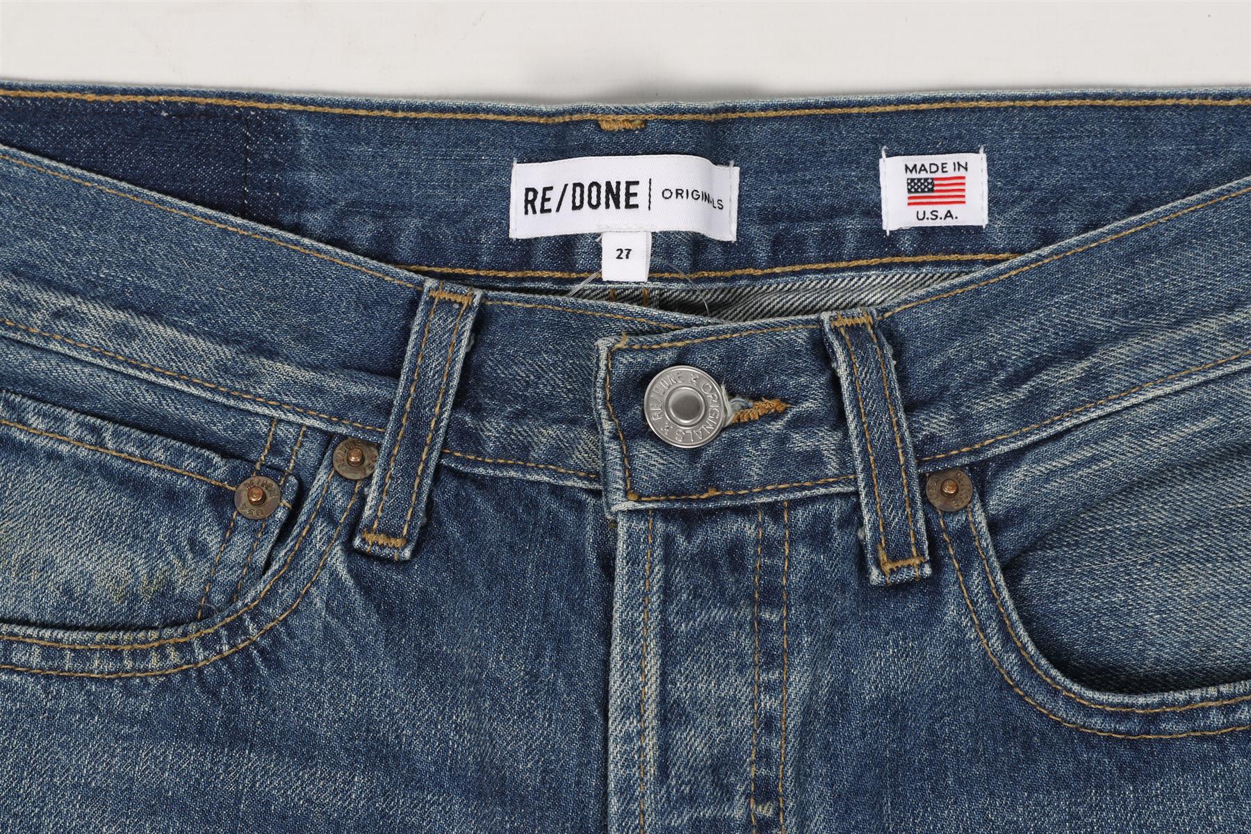 RE/DONE BLUE HIGH RISE STRAIGHT LEG JEANS W27 UK 8-10