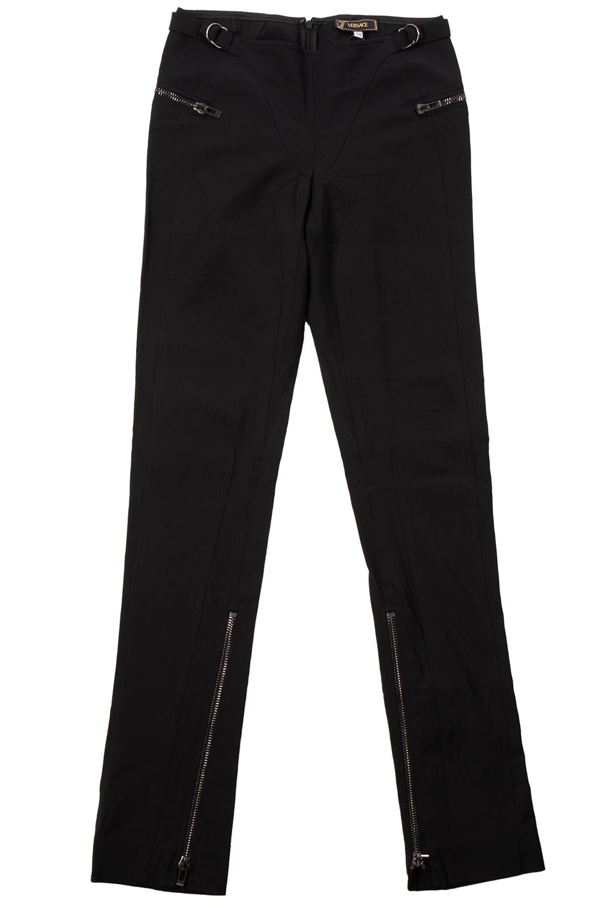 VERSACE BLACK VINTAGE COTTON STRAIGHT LEG PANTS IT 38 UK 6