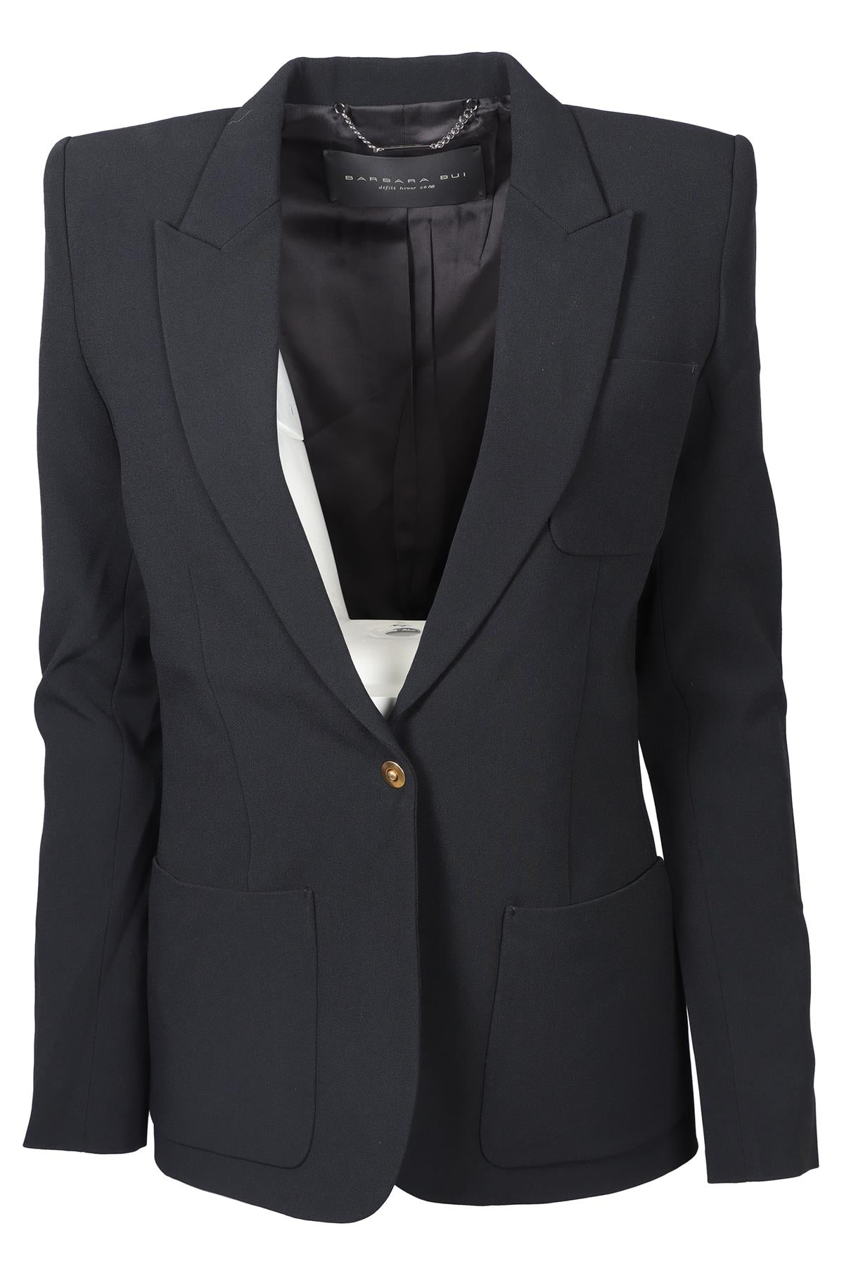 BARBARA BUI BLACK WOVEN BLAZER FR 38 UK 10