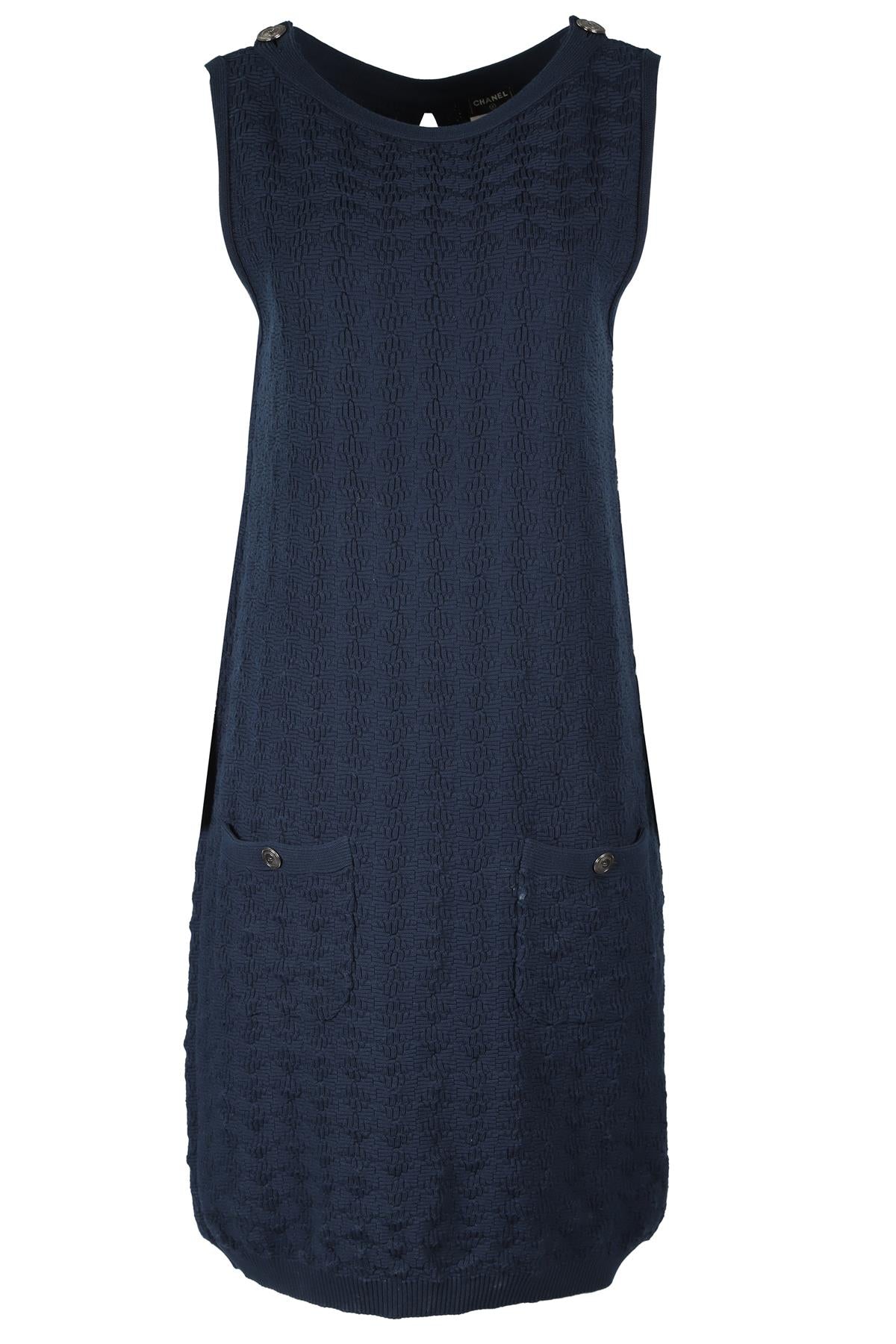 CHANEL BLUE 2014 COTTON DRESS FR 42 UK 14