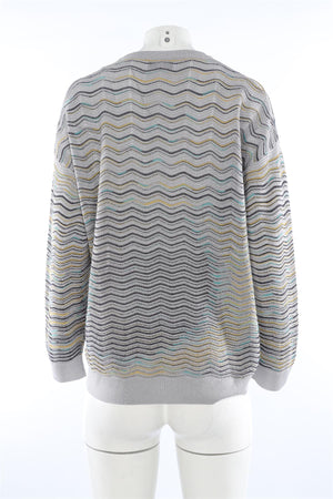 M MISSONI SILVER WOOL SWEATER XLARGE