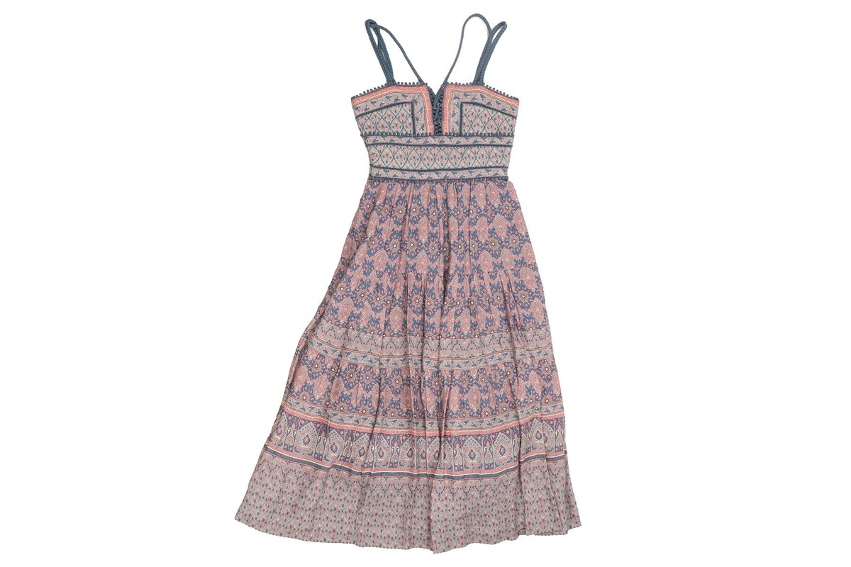 SEA NEW YORK MULTI COTTON MIDI DRESS US 0 UK 4