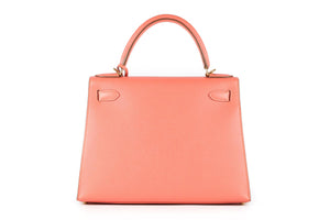 HERMÈS PINK 2014 KELLY SELLIER 28 CM EPSOM LEATHER BAG IN FLAMINGO