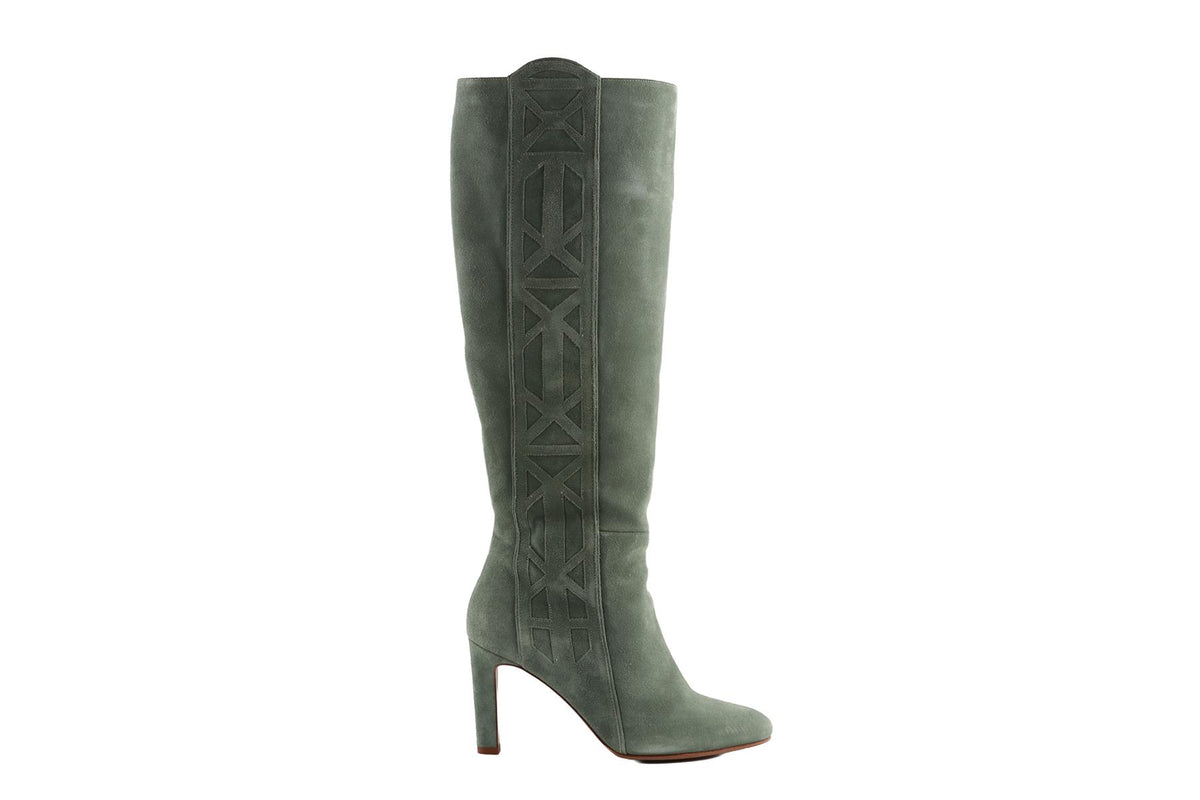 SEZANE GREEN SUEDE KNEE HIGH BOOTS EU 38 UK 5 US 8