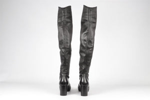 SAINT LAURENT BLACK LEATHER OVER THE KNEE BOOTS EU 39 UK 6 US 9