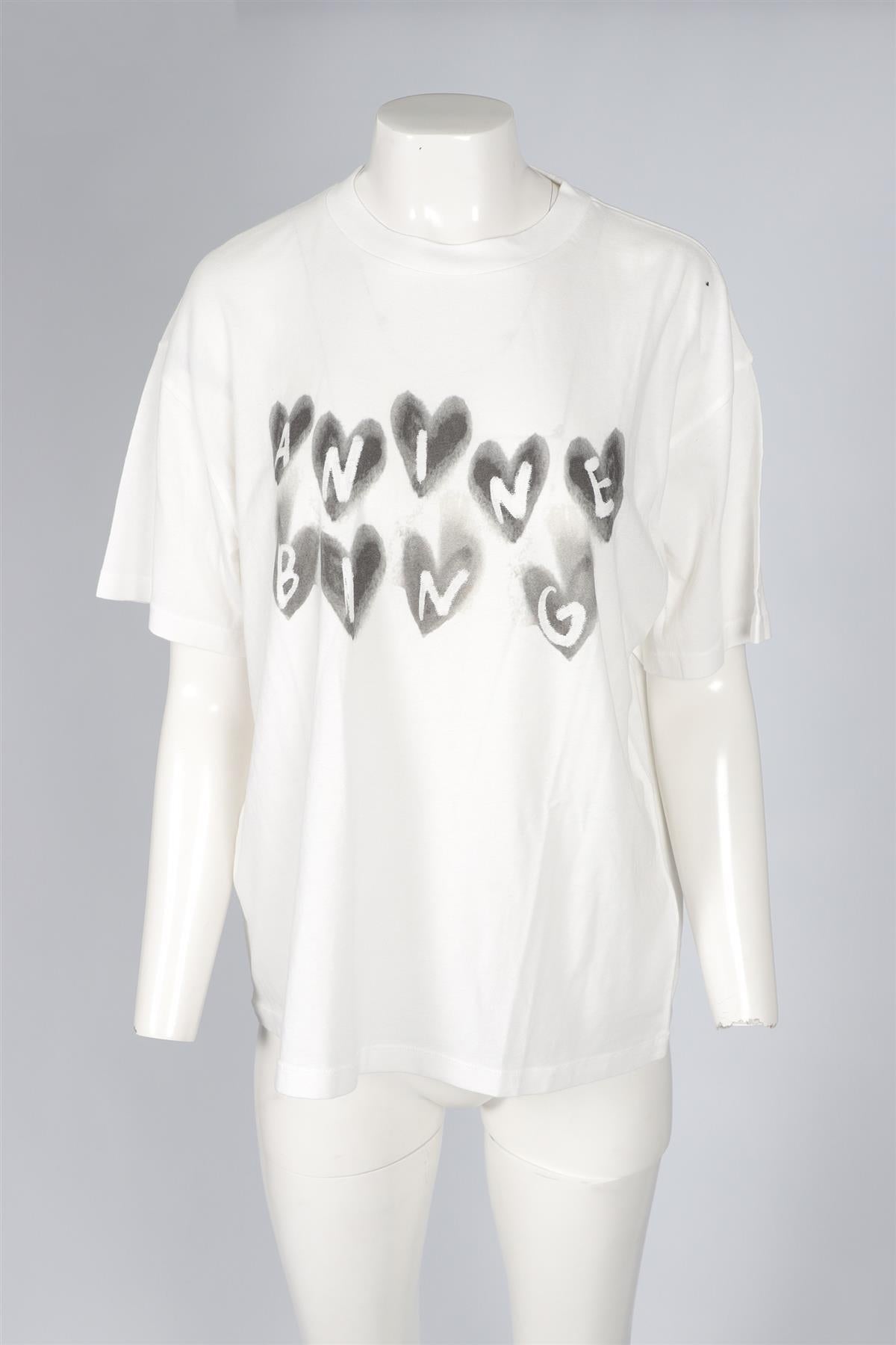 ANINE BING WHITE COTTON T-SHIRT MEDIUM