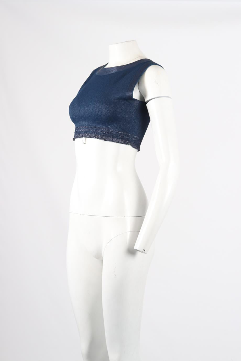 AZZEDINE ALAÏA CROPPED JACQUARD KNIT TOP FR 36 UK 8
