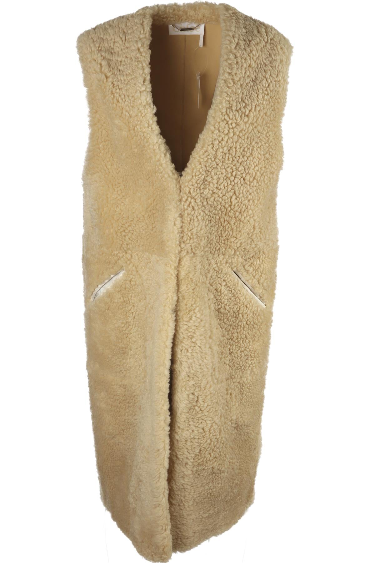 CHLOÉ BEIGE SHEARLING GILET FR 36 UK 8