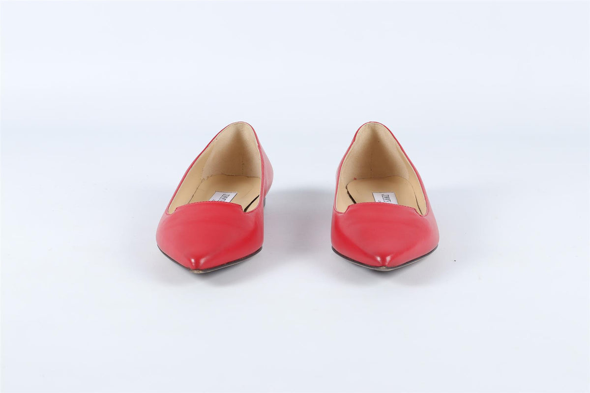 JIMMY CHOO RED LEATHER BALLET FLATS EU 34.5 UK 1.5 US 4.5