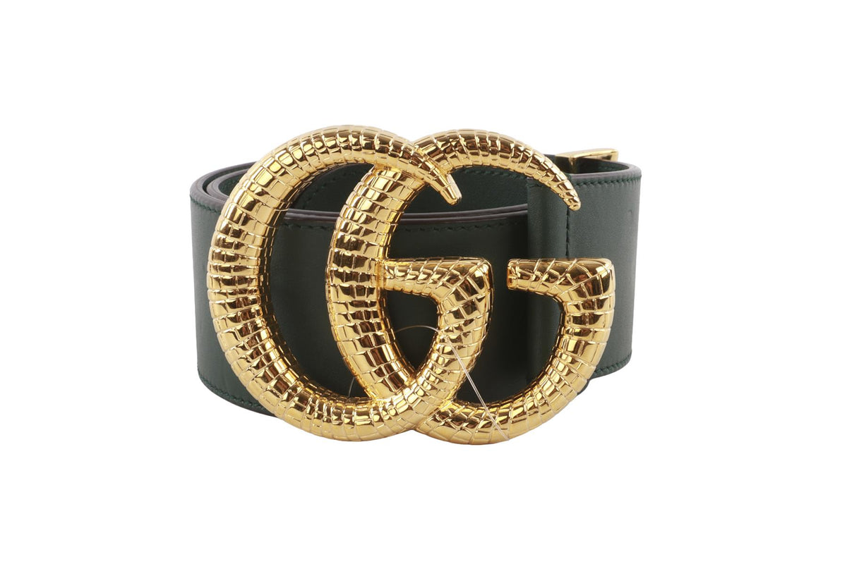 GUCCI GREEN GG LEATHER WAIST BELT 70CM