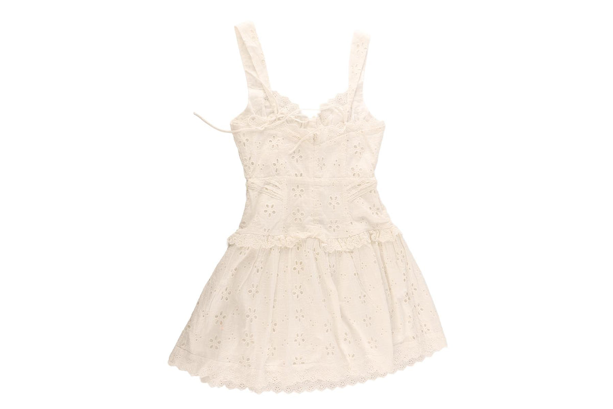 FOR LOVE & LEMONS WHITE COTTON MINI DRESS XSMALL