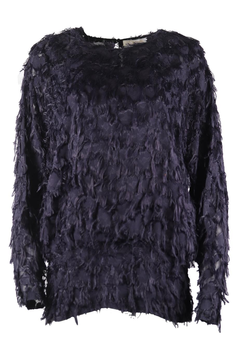 CHLOÉ FRINGED CREPE BLOUSE FR 40 UK 12