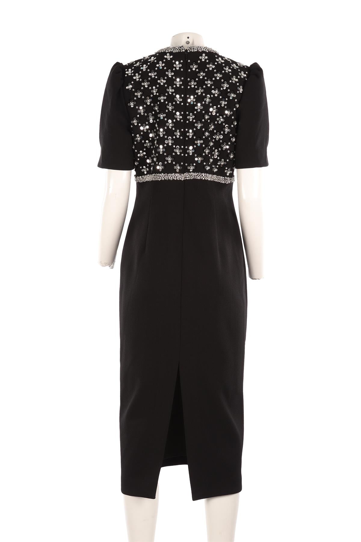 REBECCA VALLANCE + NICKY HILTON BLACK CREPE MIDI DRESS UK 14