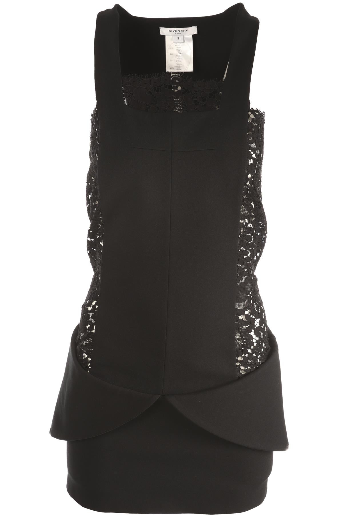 GIVENCHY BLACK CREPE MINI DRESS SMALL