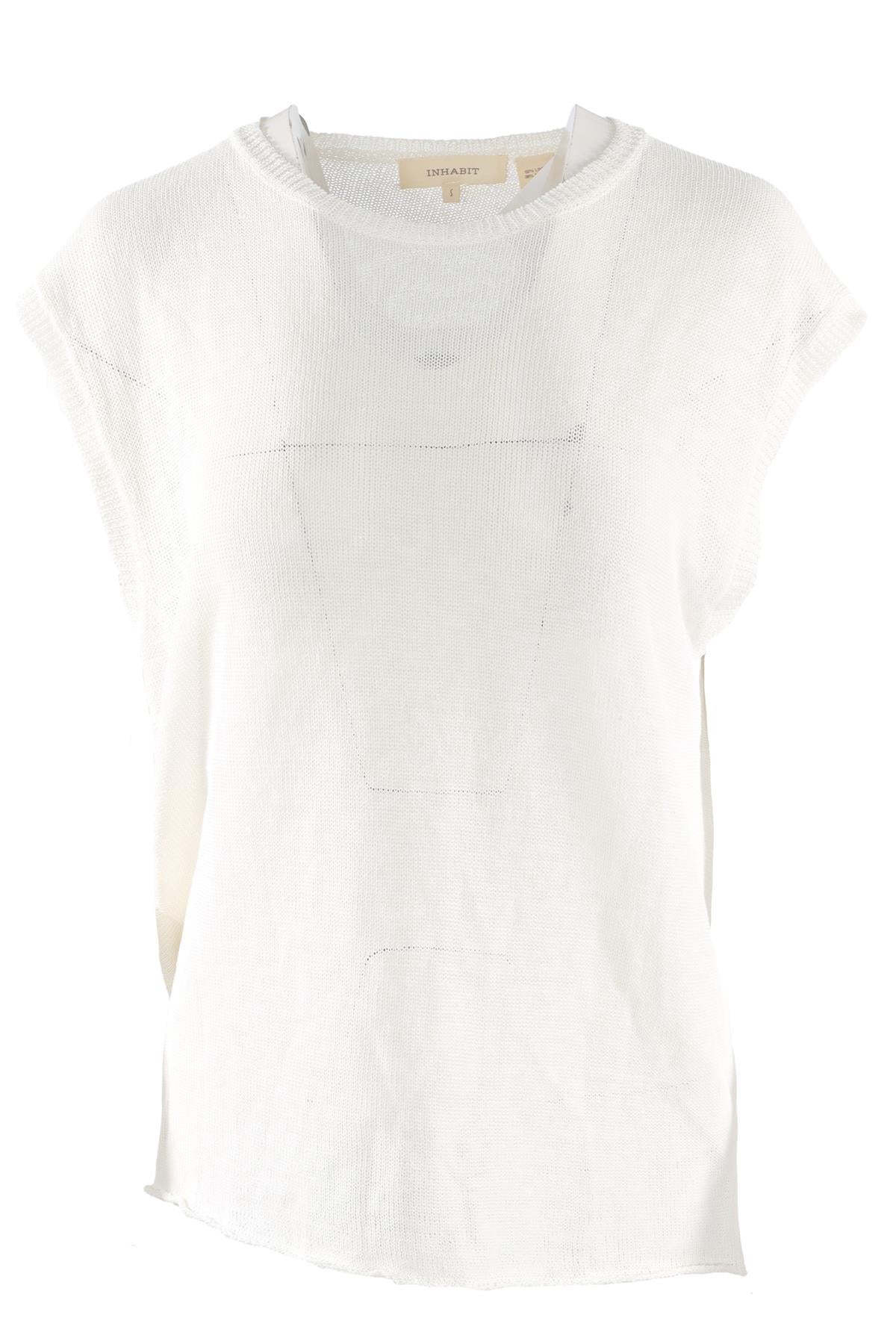 INHABIT WHITE LINEN VEST SMALL