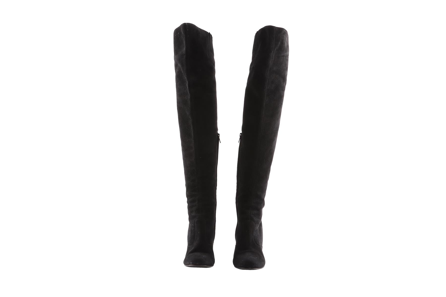 SAINT LAURENT BLACK SUEDE OVER THE KNEE BOOTS EU 39.5 UK 6.5 US 9.5