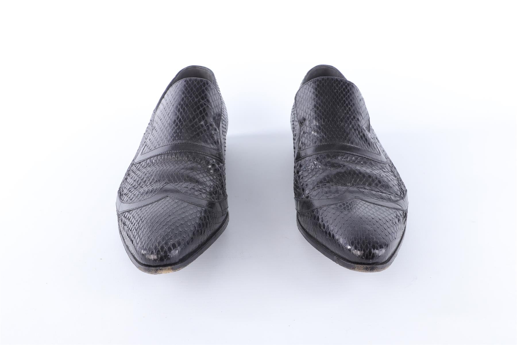 GUCCI MEN'S BLACK SNAKESKIN LOAFERS EU 43 UK 9 US 10