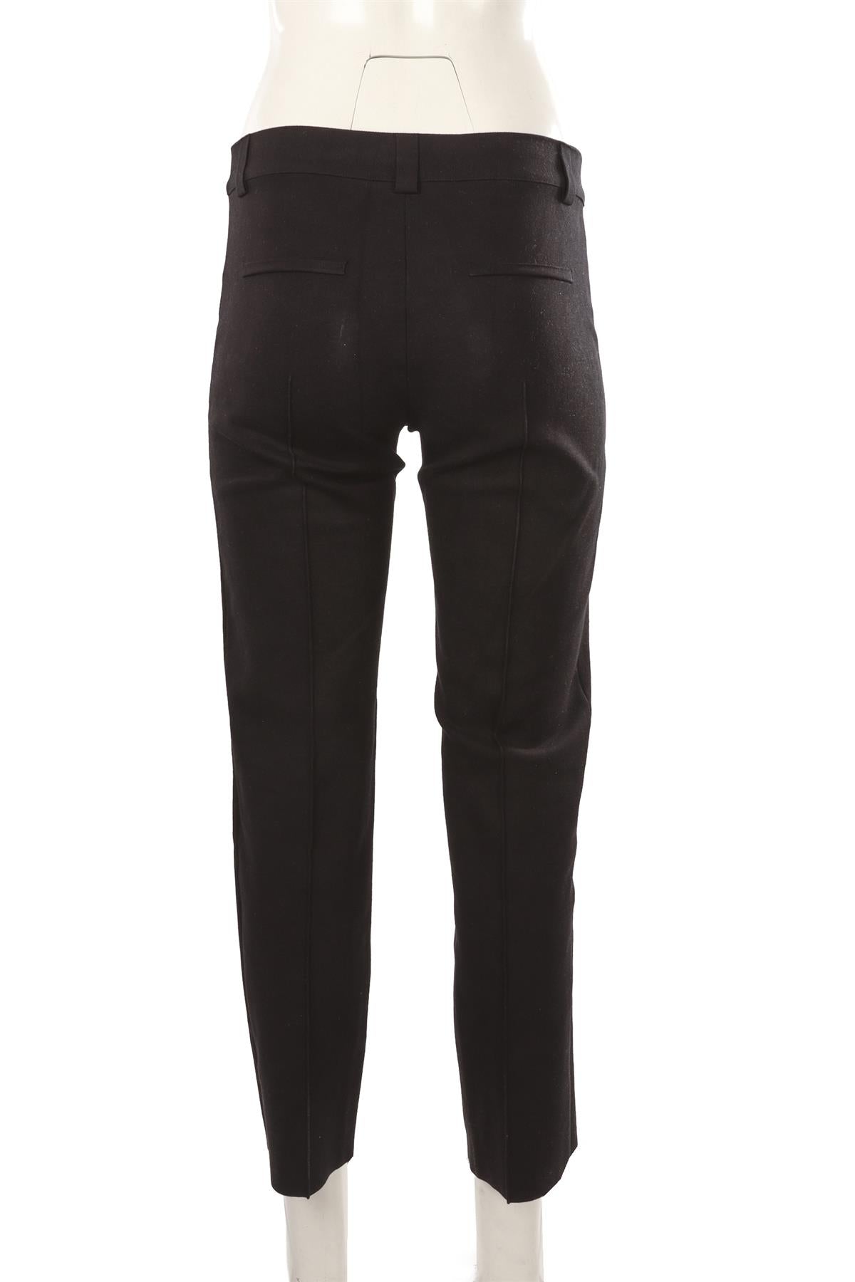 BLACK COTTON STRAIGHT LEG PANTS