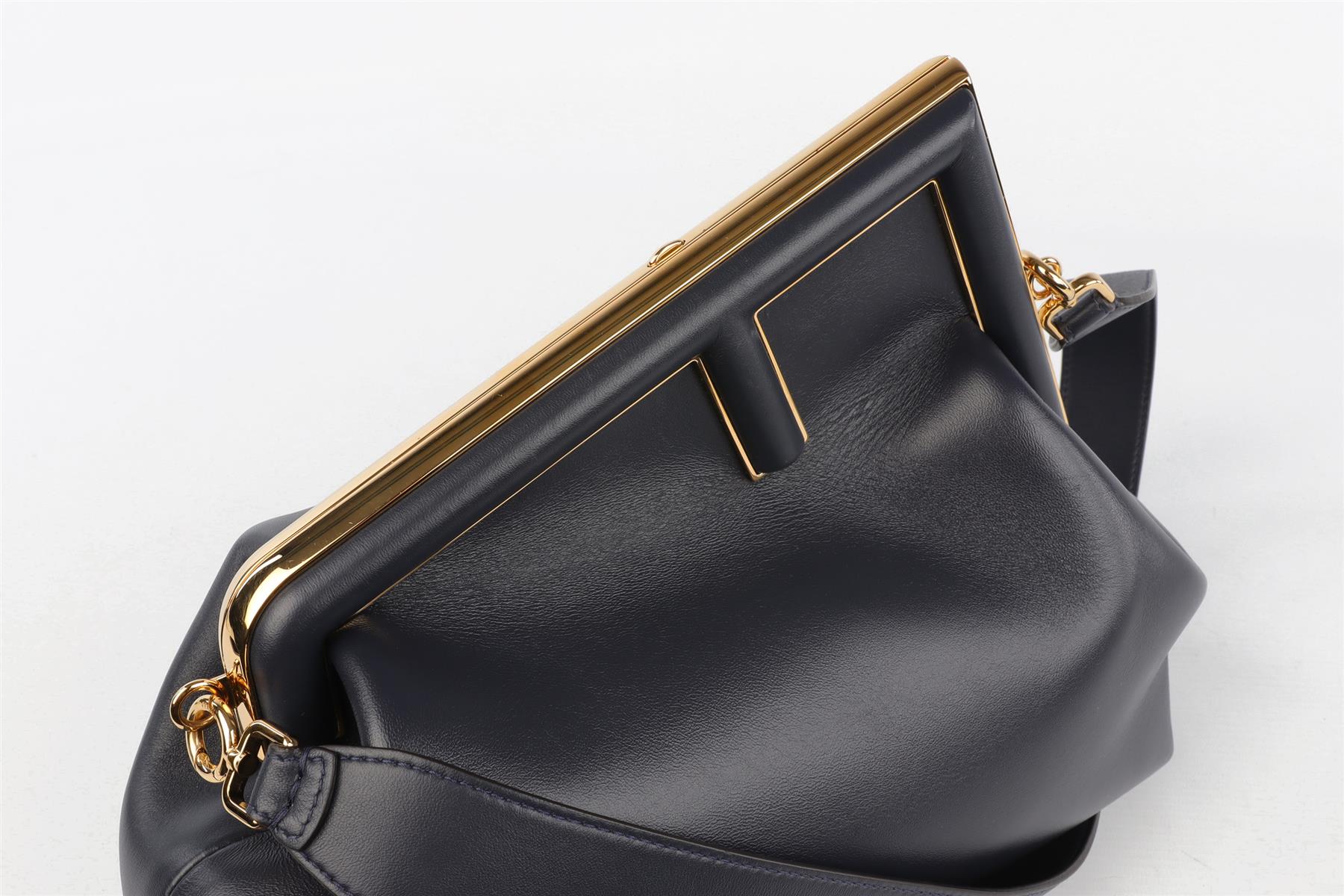 FENDI NAVY FIRST MEDIUM LEATHER SHOULDER BAG