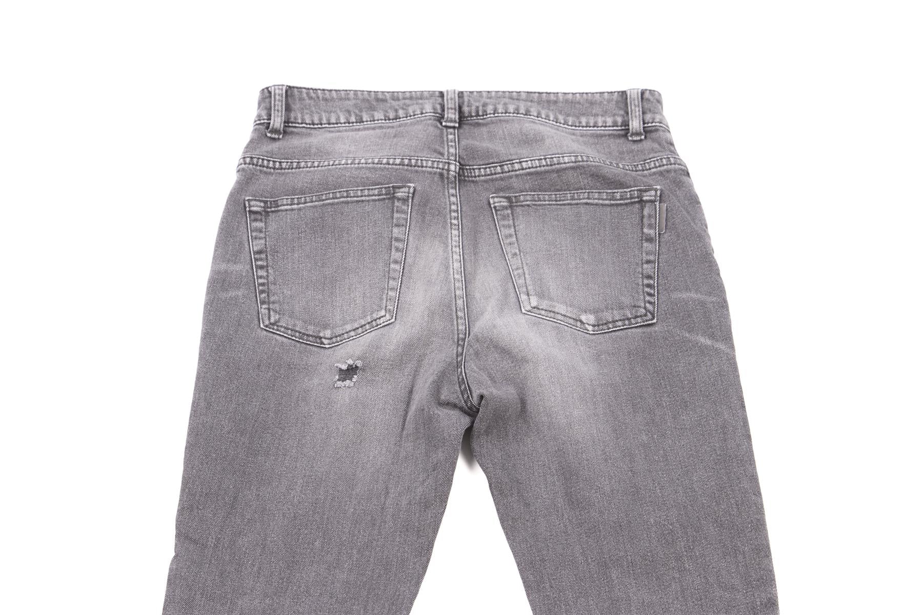 SAINT LAURENT GREY HIGH RISE SKINNY JEANS UK 8