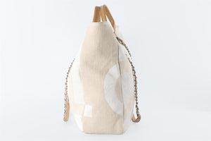 CHANEL BEIGE 2018 SHOPPING MAXI FABRIC TOTE BAG