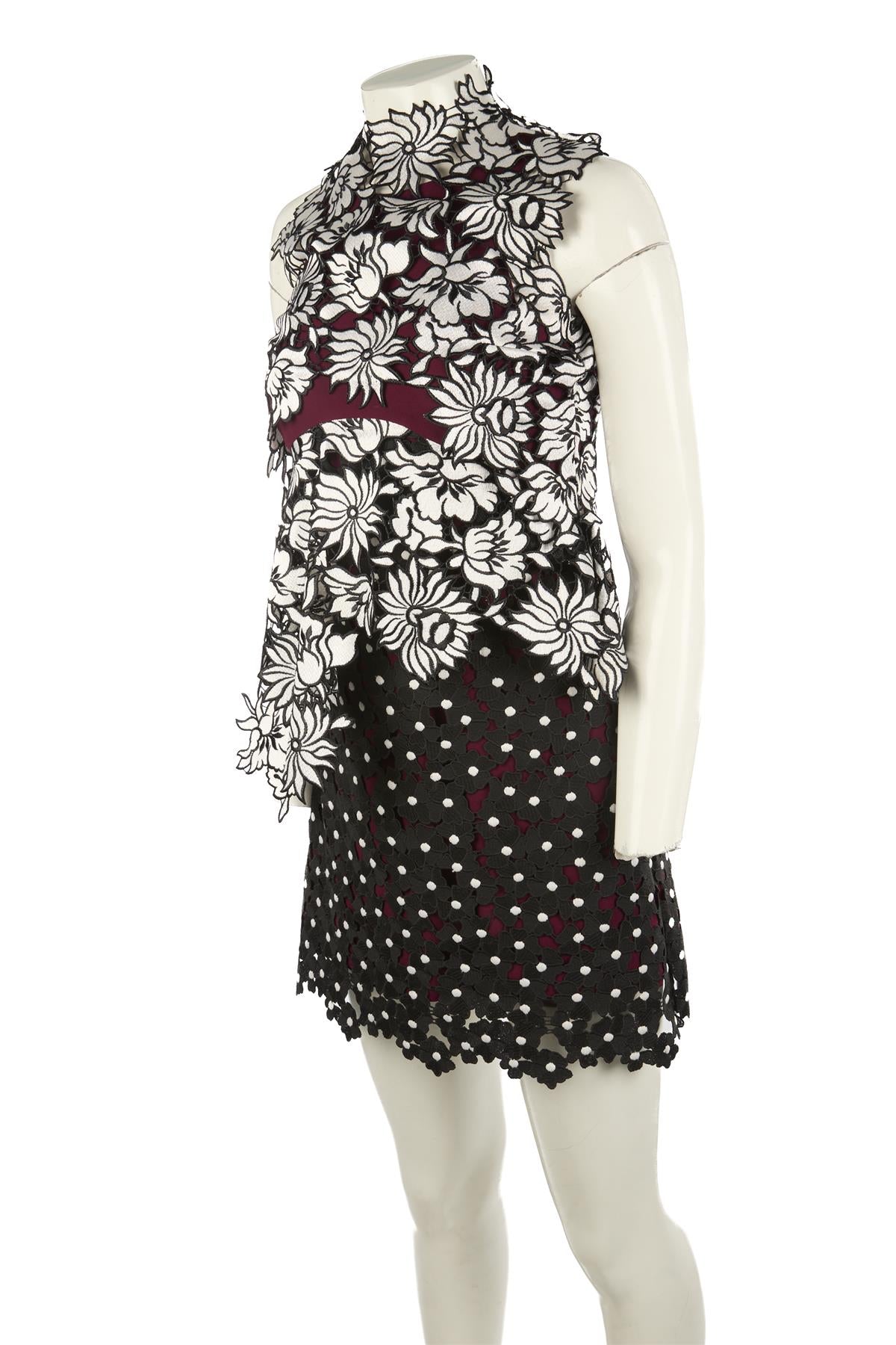 SELF-PORTRAIT BLACK CROCHET MINI DRESS UK 6