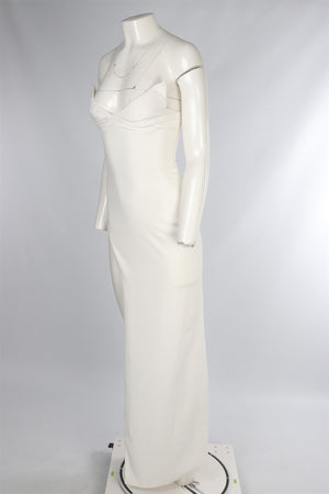 MÔNOT WHITE CREPE MAXI DRESS IT 38 UK 6