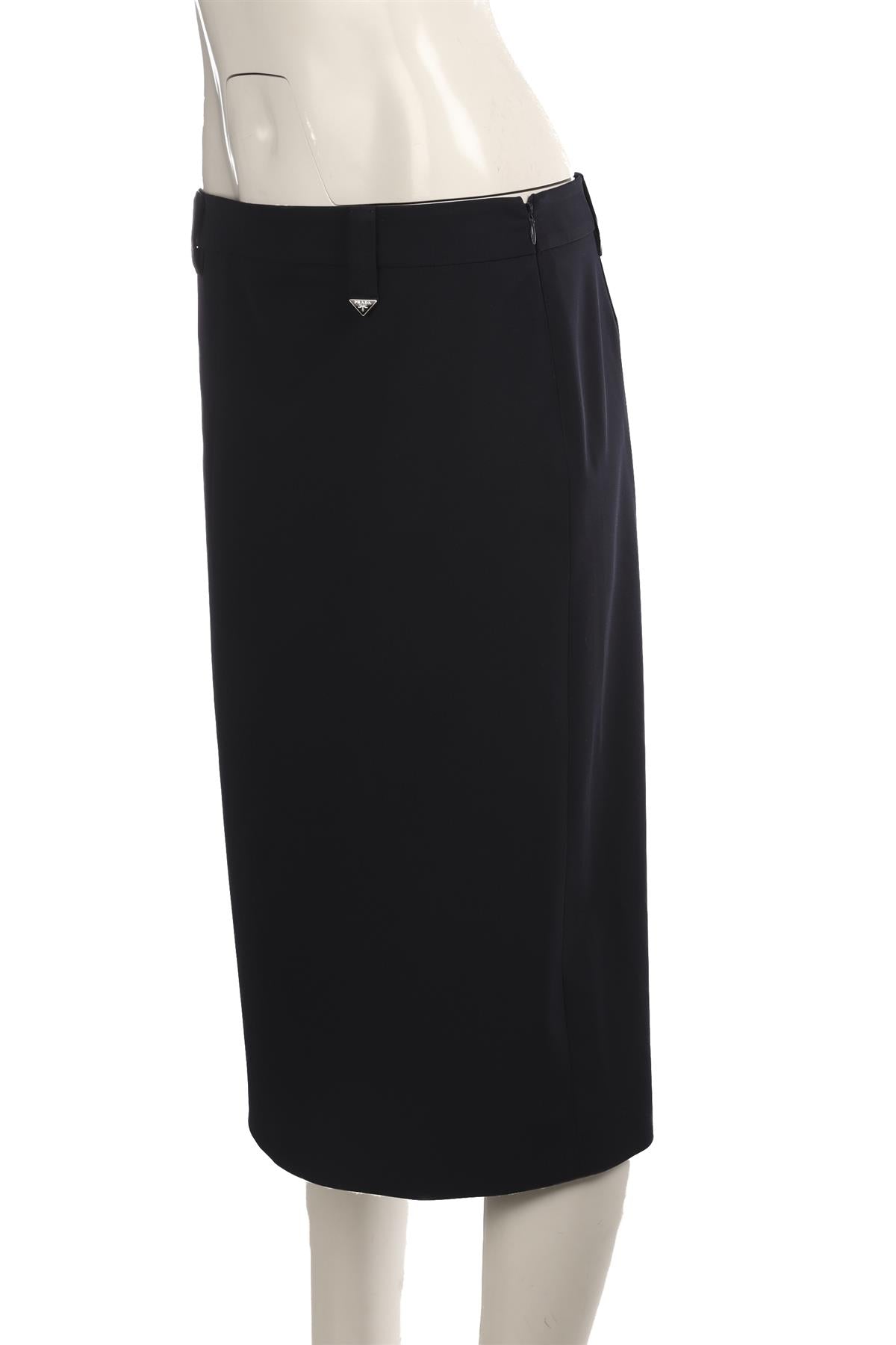 PRADA NAVY NYLON MIDI SKIRT IT 42 UK 10