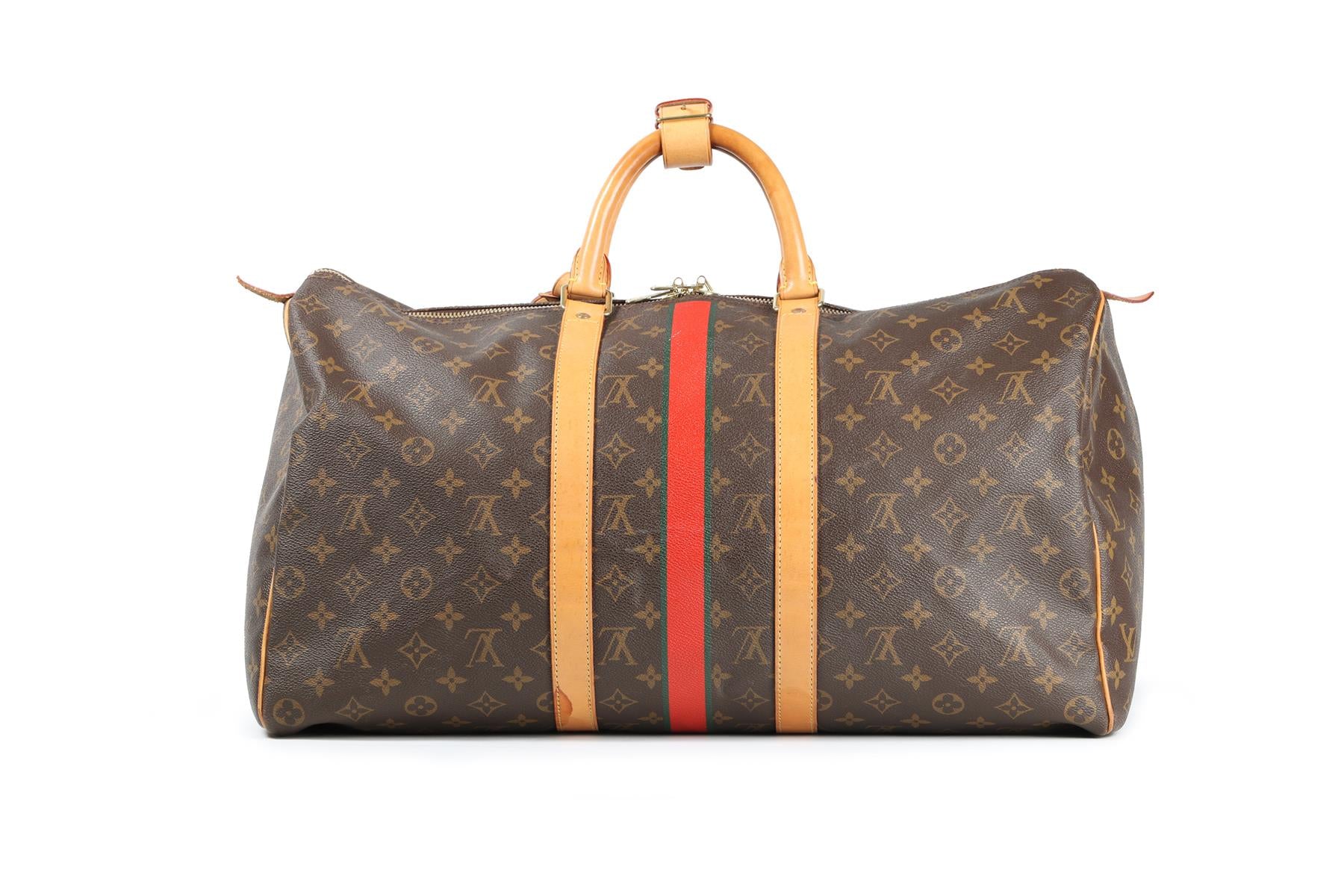 LOUIS VUITTON BROWN 2010 KEEPALL BANDOULIÈRE 50 COATED CANVAS TOTE BAG