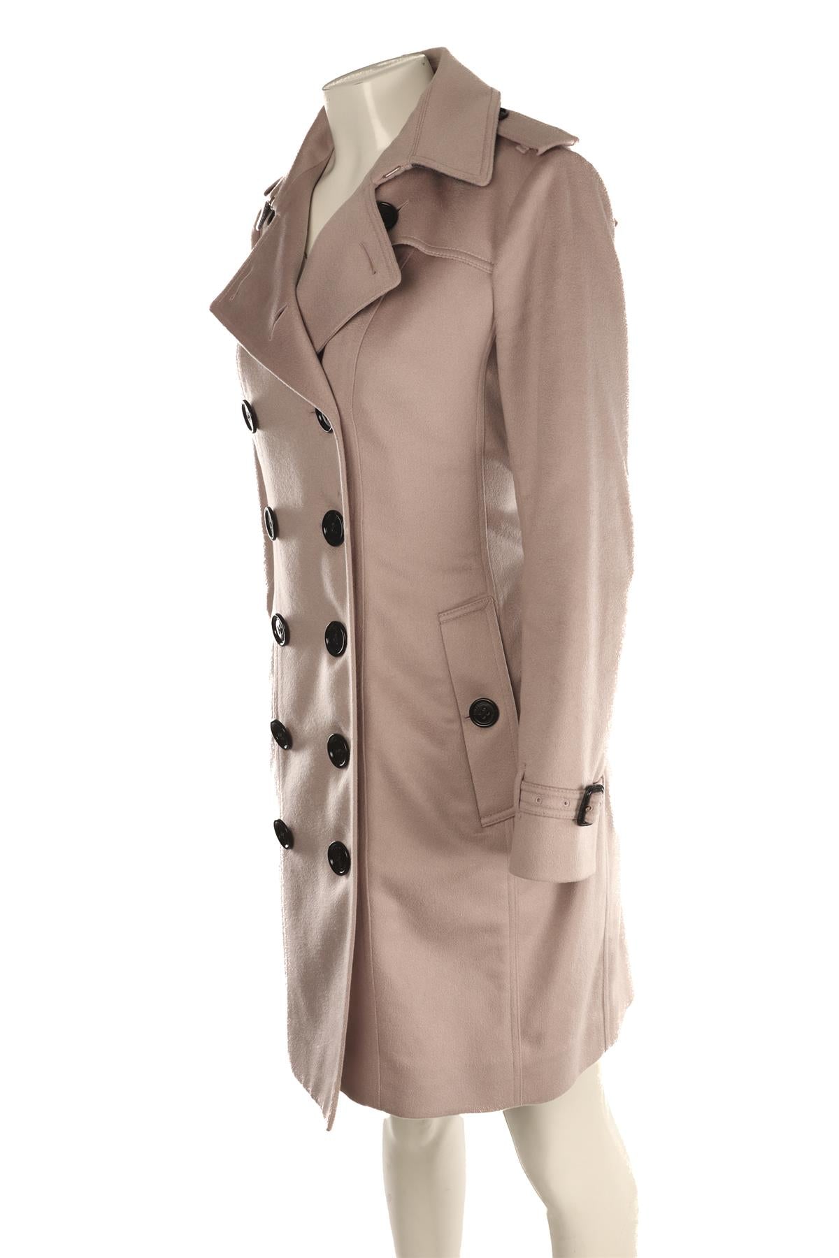BURBERRY PURPLE CASHMERE TRENCH COAT UK 12