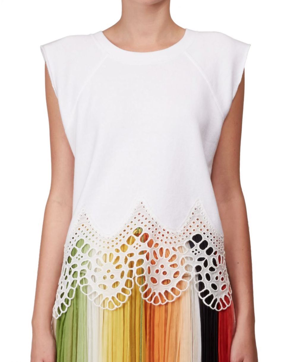 CHLOE EYELET LACE-TRIM TOP SMALL