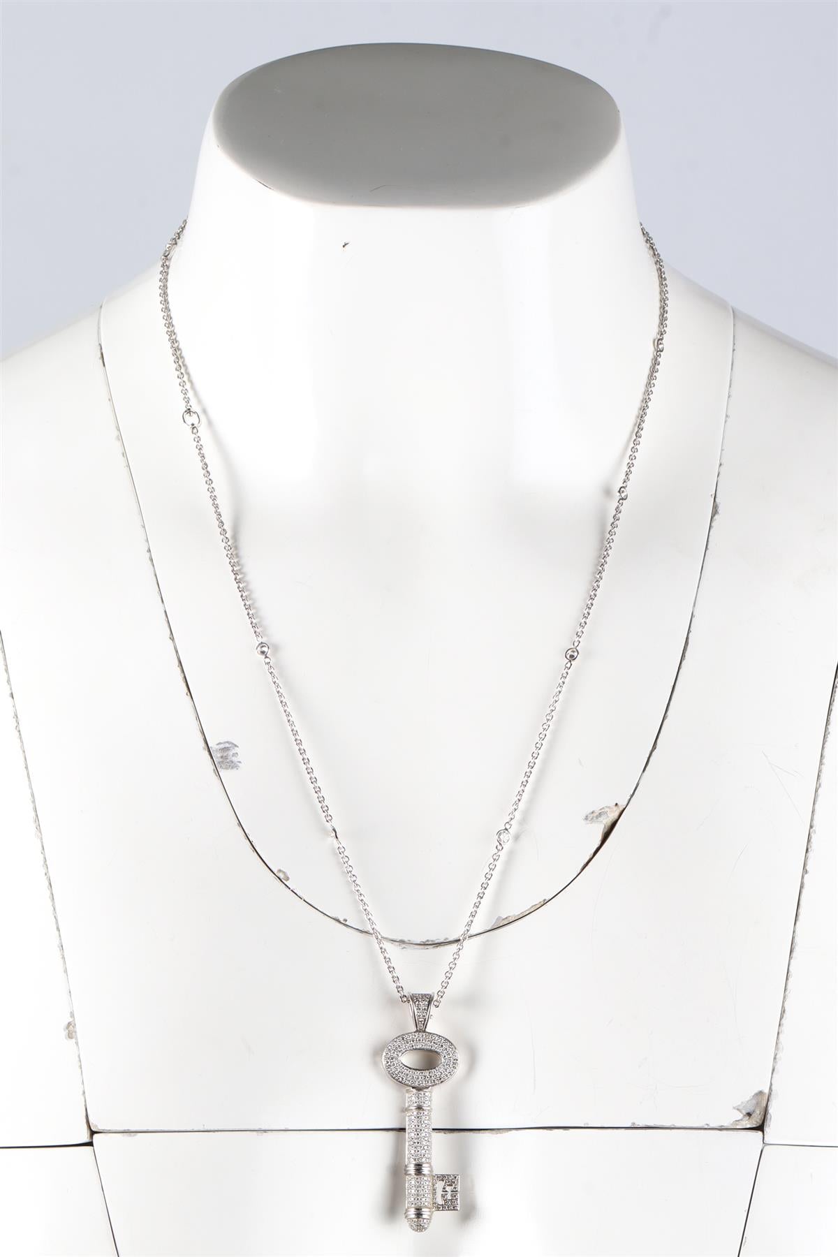 THEO FENNELL KEY 18K WHITE GOLD AND DIAMOND PENDANT