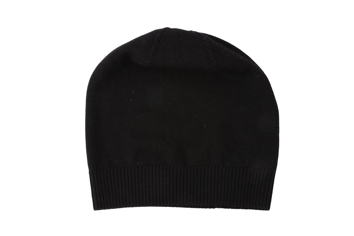 RICK OWENS BLACK COTTON BEANIE
