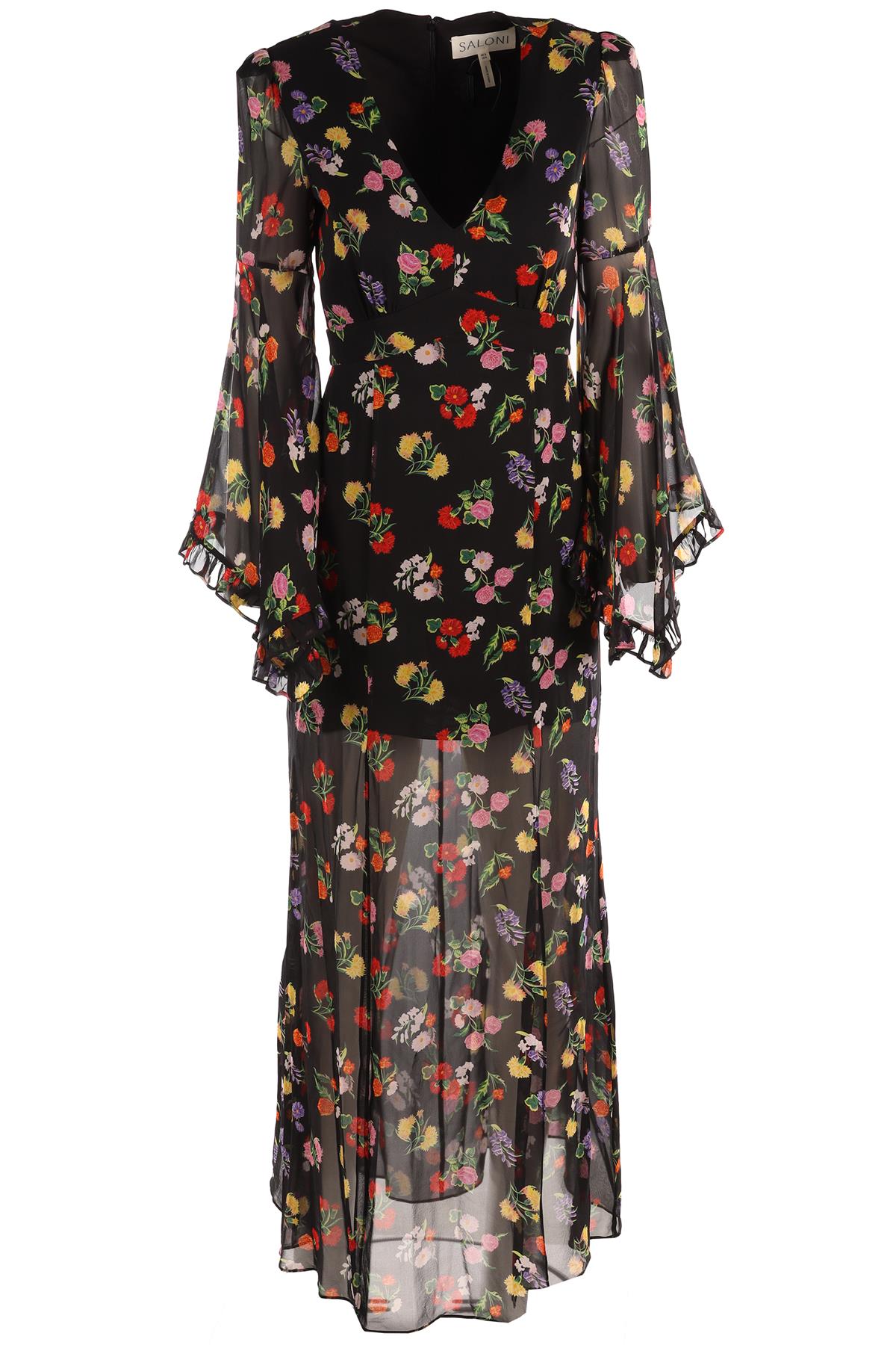 SALONI BLACK SILK MAXI DRESS UK 8