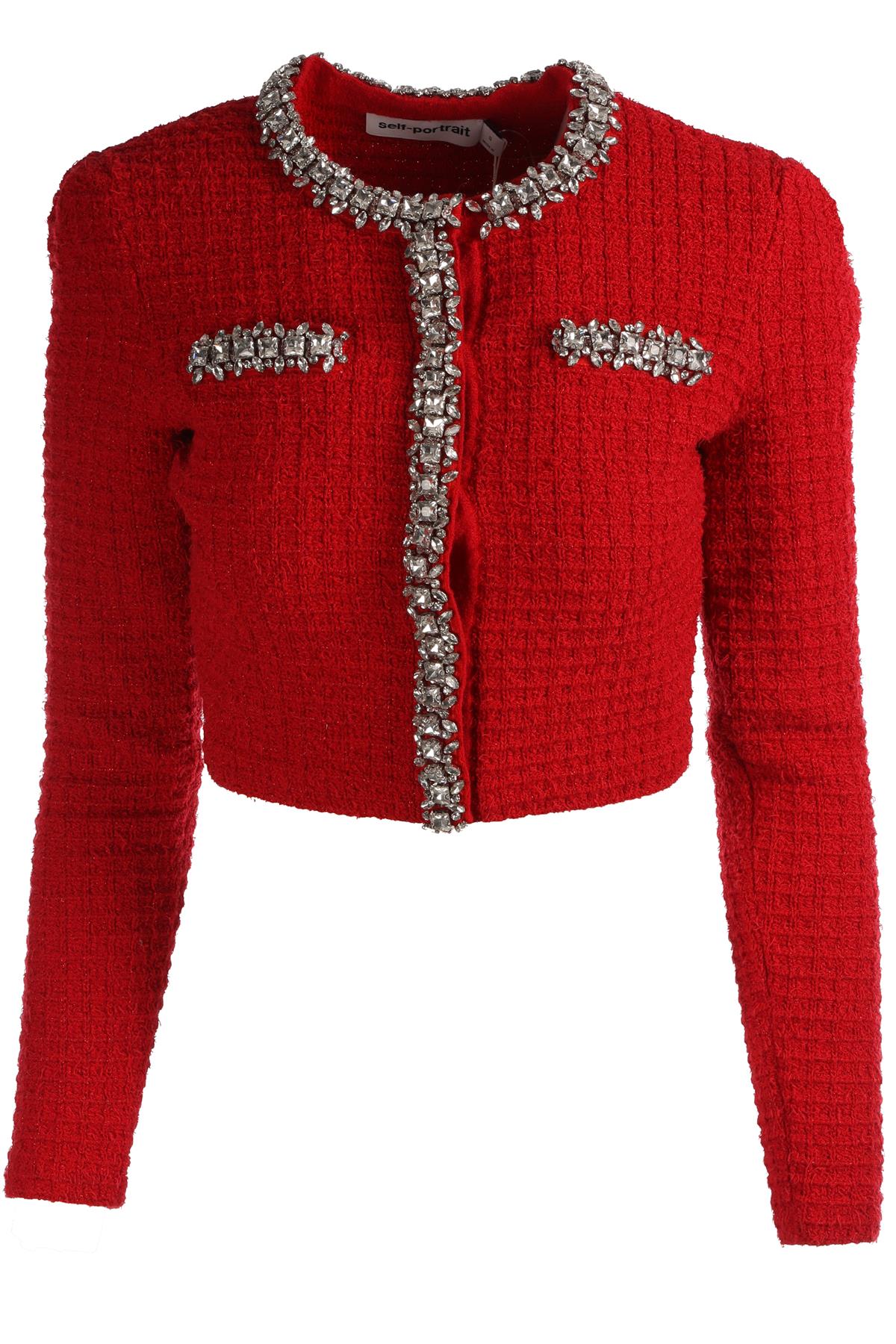 SELF-PORTRAIT RED COTTON CARDIGAN SMALL