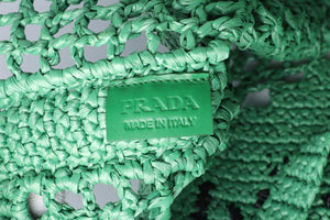 PRADA GREEN RAFFIA TOTE BAG
