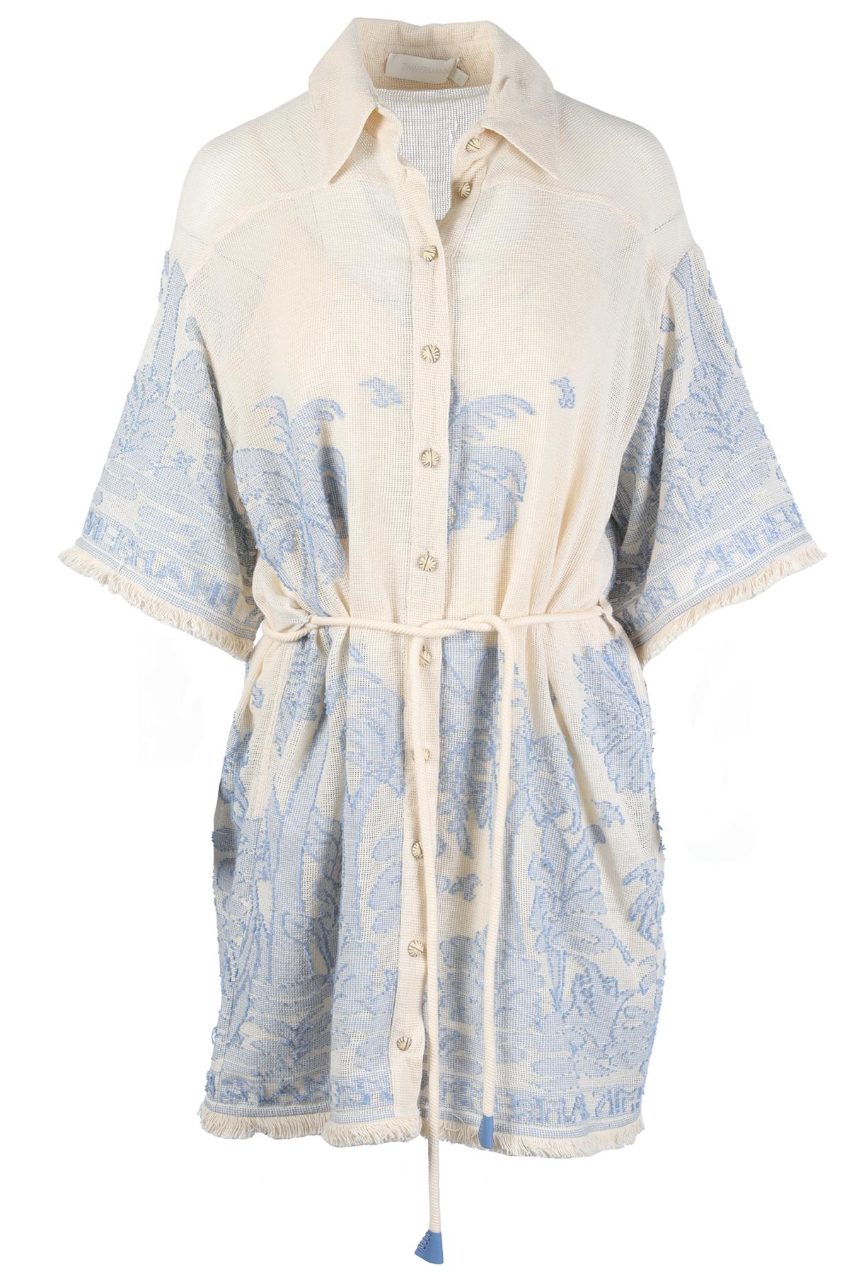 ZIMMERMANN BLUE COTTON MINI DRESS UK 12