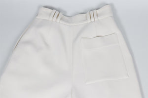 PROENZA SCHOULER CREAM WOOL AND COTTON BLEND TAPERED PANTS US 2 UK 6